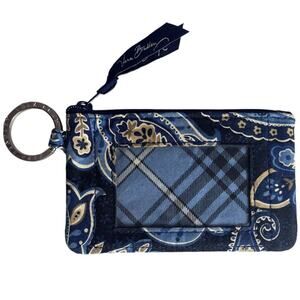 Vera Bradley Card Case Wallet Key Holder Blue Paisley